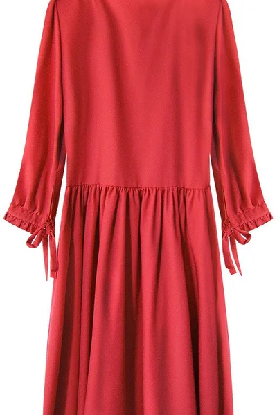 Červené šaty s volánkovým stojáčkem Inpress 208