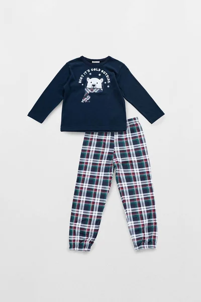 Bavlněné pyžamo pro děti s kostkovanými kalhotami Vamp