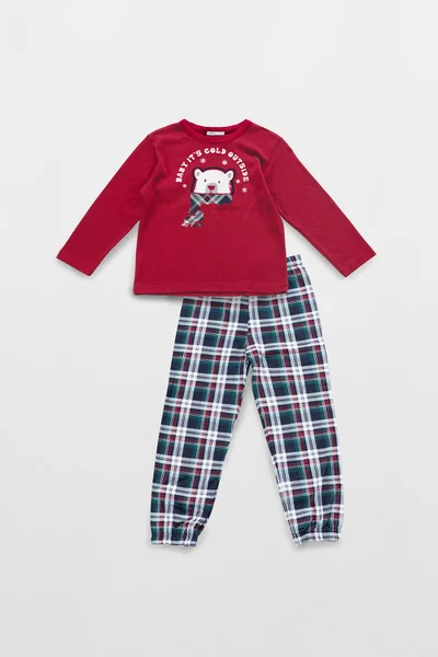 Bavlněné pyžamo pro děti s kostkovanými kalhotami Vamp