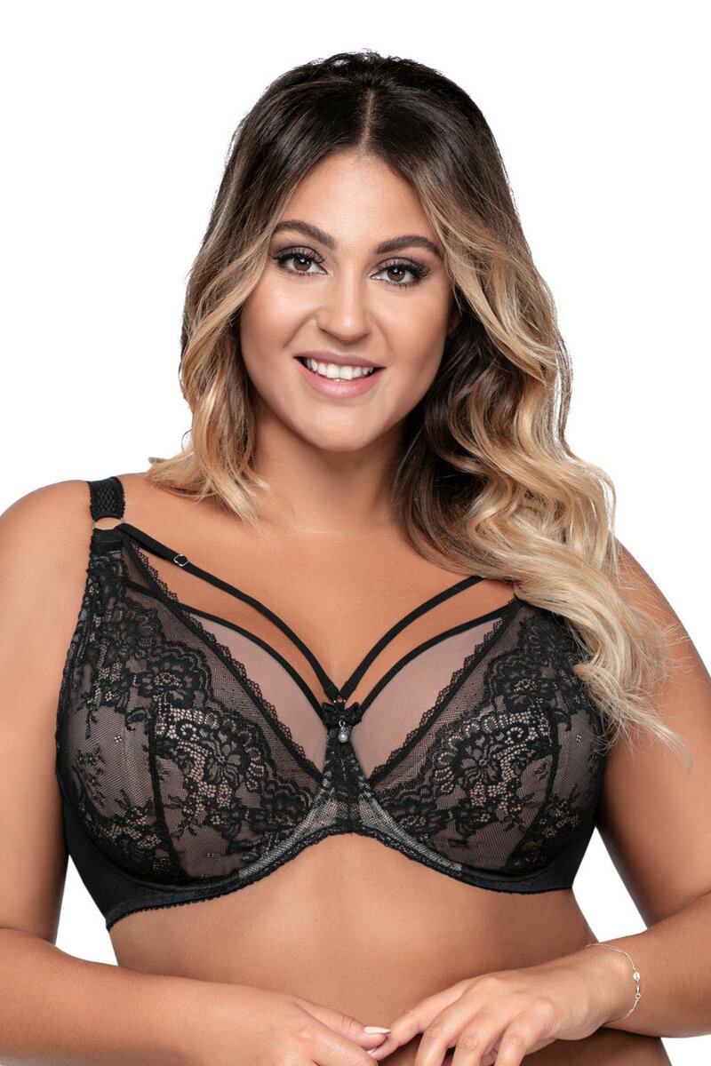 Černá dámská krajková podprsenka Ava plus size, černá 90I i170_1824-M-BLACK 90I