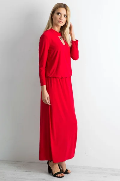 Dámské dlouhé dámské šaty s výřezem červené FPrice