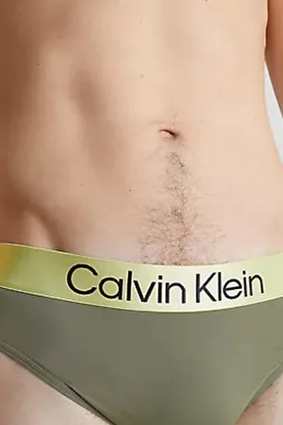 Khaki pánské plavky s logem Calvin Klein