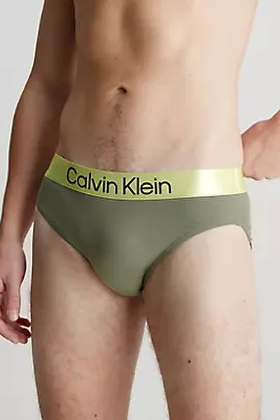 Khaki pánské plavky s logem Calvin Klein