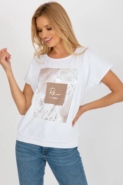 Bavlněné dámské tričko se zlatým potiskem Rue Paris