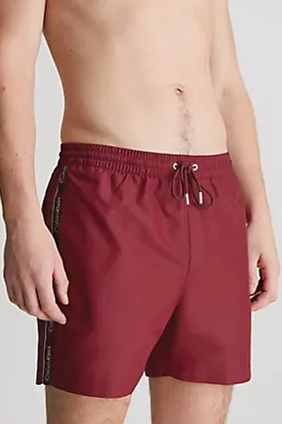 Vínové pánské trenýrky na koupání Calvin Klein