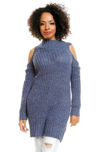 Teplý dámský svetr s průstřihy na ramenou PeeKaBoo 84345