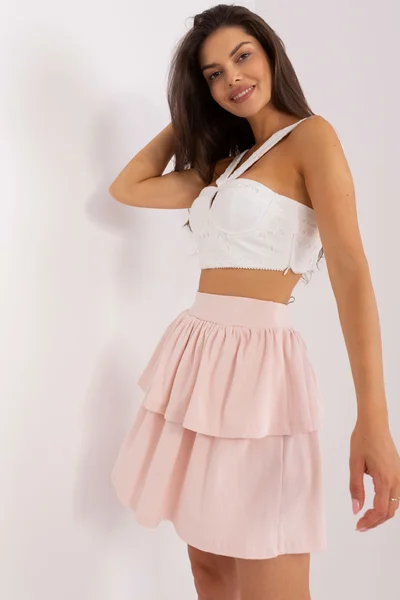 Pastelově růžová dámská volánková sukně FPrice