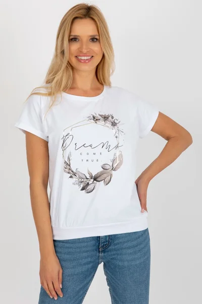 Bílé dámské bavlněné tričko s potiskem Rue Paris