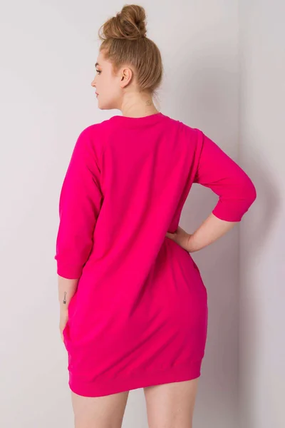 Dámské fuchsiové plus size dámské šaty s kapsami FPrice