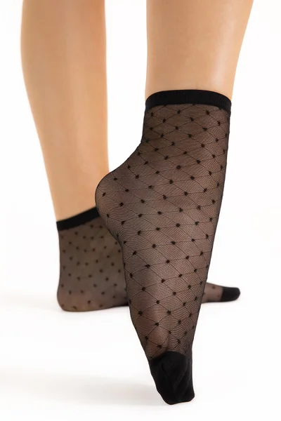 Černé puntíkované silonkové ponožky Fiore