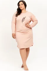 Béžové bavlněné maxi tričko na spaní Taro plus size