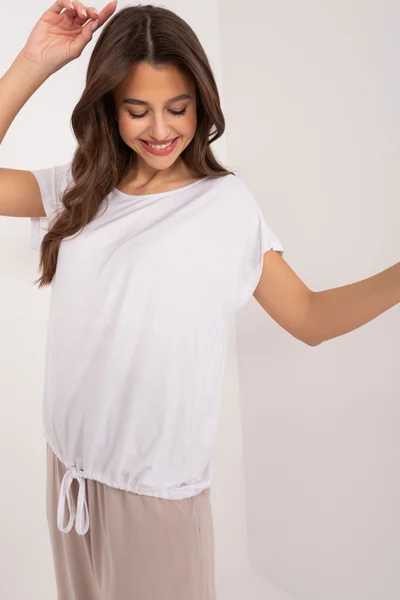 Volné dámské bílé tričko s krátkými rukávy FPrice