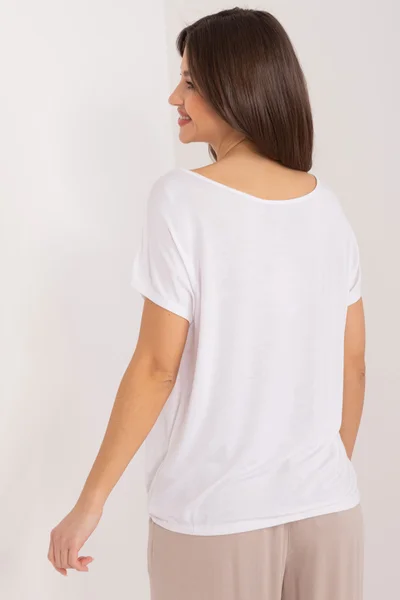 Volné dámské bílé tričko s krátkými rukávy FPrice