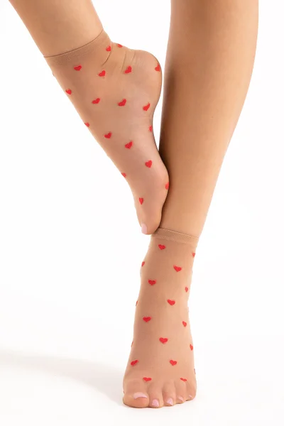 Silonkové dámské ponožky s červenými puntíky Fiore