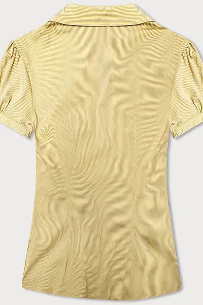 Světle žlutá dámská košile s řasením s krátkými rukávy Forget me not FASHION