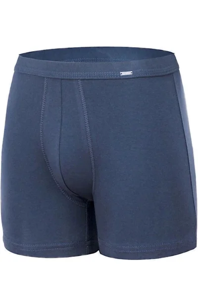 Bavlněné modré pánské boxerky s příměsí elastanu Cornette