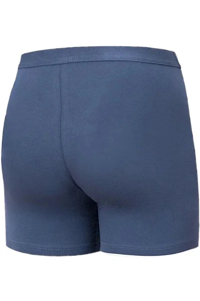Bavlněné modré pánské boxerky s příměsí elastanu Cornette