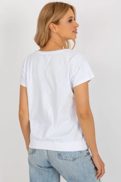 Bavlněné bílé dámské tričko s potiskem Rue Paris