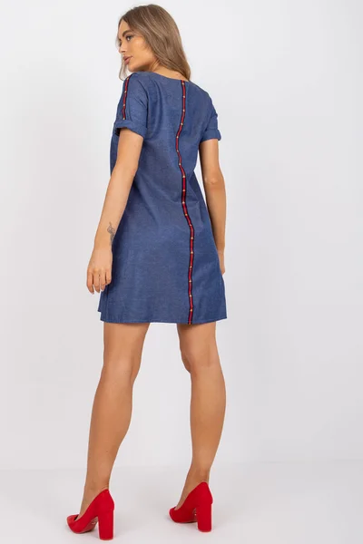 Modré dámské bavlněné mini šaty Lakerta