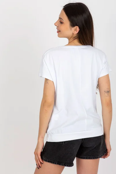 Bavlněné bílé dámské tričko se zlatým potiskem Rue Paris