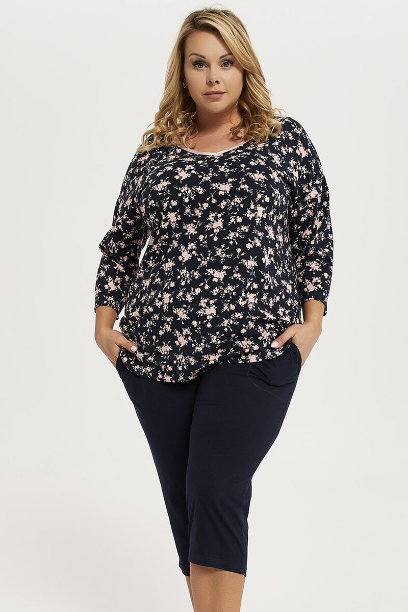 Černé vzorované dámské plus size pyžamo Italian Fashion, l i240_181662_2:L