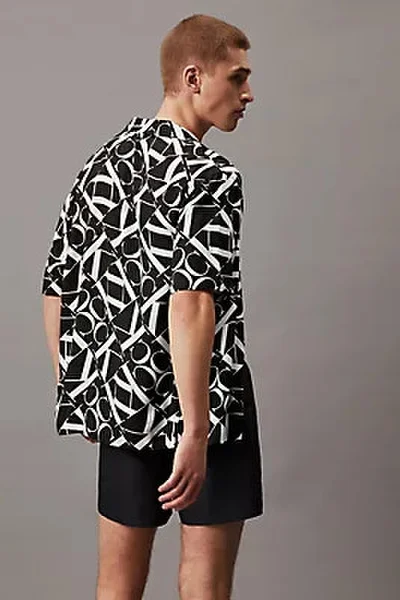 Pánská vzorovaná košile Calvin Klein černo-bílá