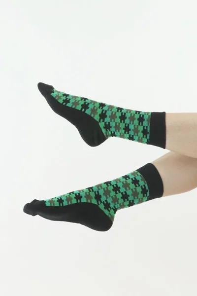 Unisex zeleno-černé vysoké ponožky Moraj