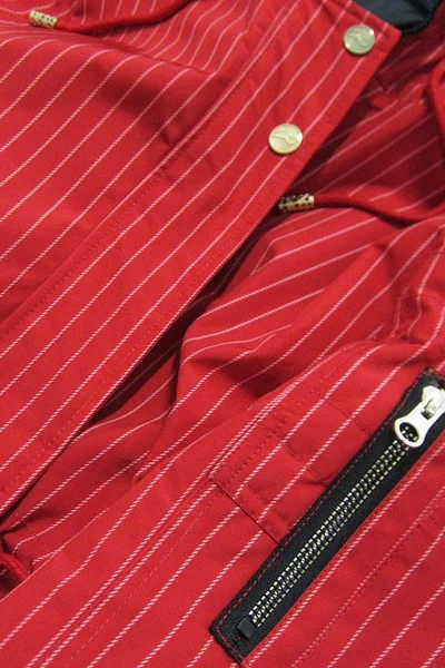 Dámská červeno-černá oboustranná pruhovaná bunda s kapucí YW981 SPEED.A (v barvě Červená)