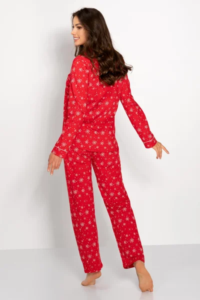 Červené dámské pyžamo s vánočním potiskem Momenti Per Me