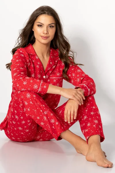 Červené dámské pyžamo s vánočním potiskem Momenti Per Me