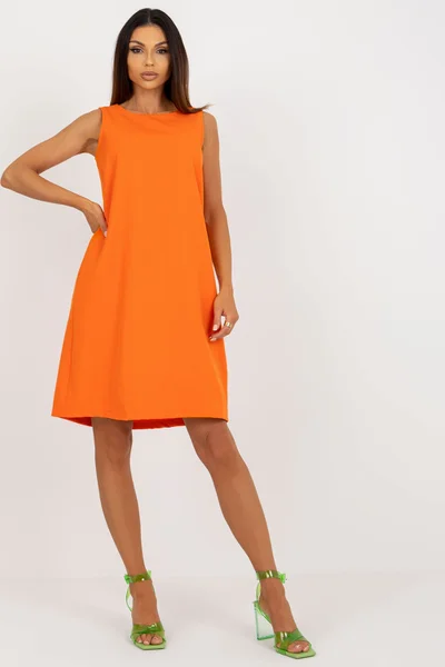 Dámské oranžové oversize šaty na široká ramínka FPrice
