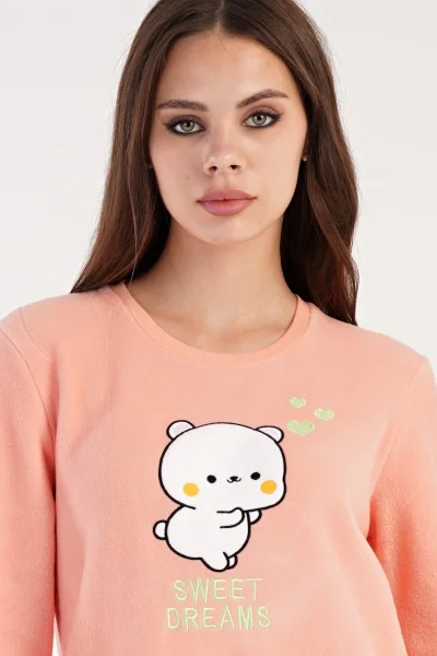 Barevné dámské dlouhé pyžamo s koťátkem Vienetta Secret