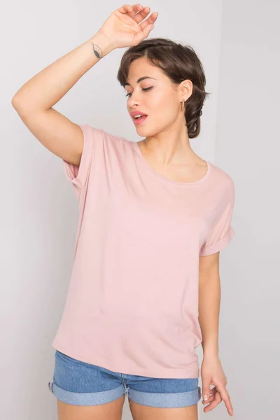 Pudrově růžové dámské tričko RUE PARIS