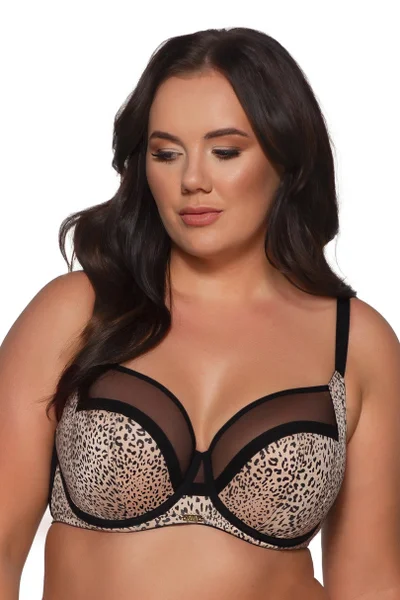 Sexy vyztužená dámská podprsenka s leopadním vzorem plus size Ava