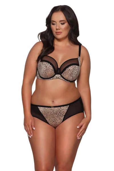 Sexy vyztužená dámská podprsenka s leopadním vzorem plus size Ava