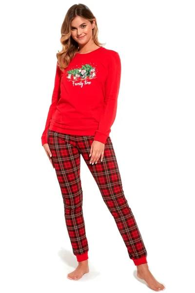 Dámské vánoční pyžamo v červené barvě Cornette