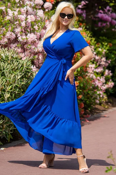 Královsky modré dámské volné maxi šaty Karko