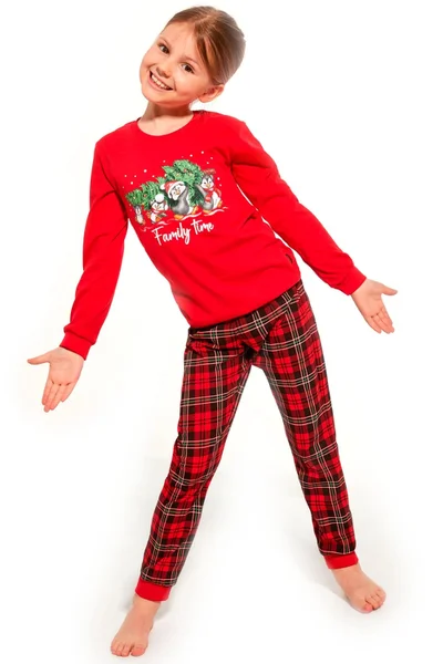 Dětské červené pyžamo s vánočním motivem Cornette