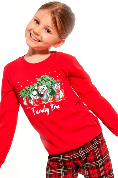 Dětské červené pyžamo s vánočním motivem Cornette
