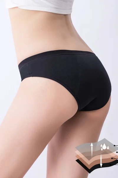 Dámské menstruační noční kalhotky s krajkou PROTECT - MENSTRUAL LACE SLIP - DIM černá