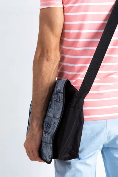 Pánská černá látková taška s klopou FPrice