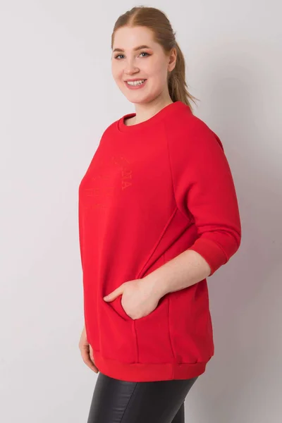 Červená plus size mikina pro ženy FPrice