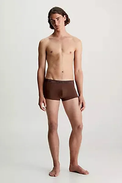 Bavlněné pánské boxerky Calvin Klein 3ks hnědé-okrové