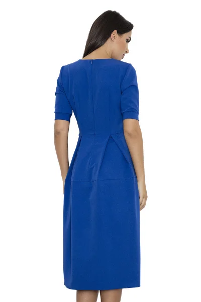 Královsky modré midi šaty s rukávy Figl
