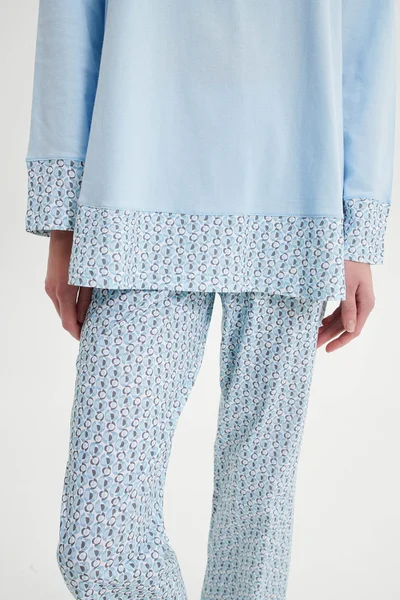 Baby blue dámské pohodlné bavlněné pyžamo Vamp