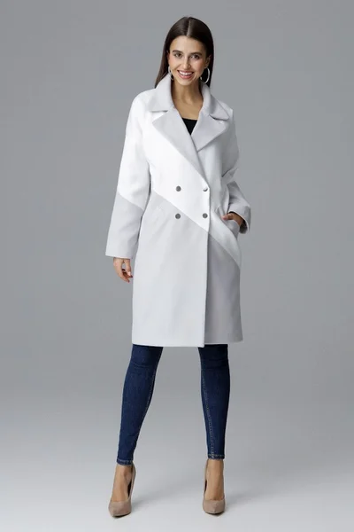 Dámský kabát LT636 - Figl (v barvě šedá a bílá)