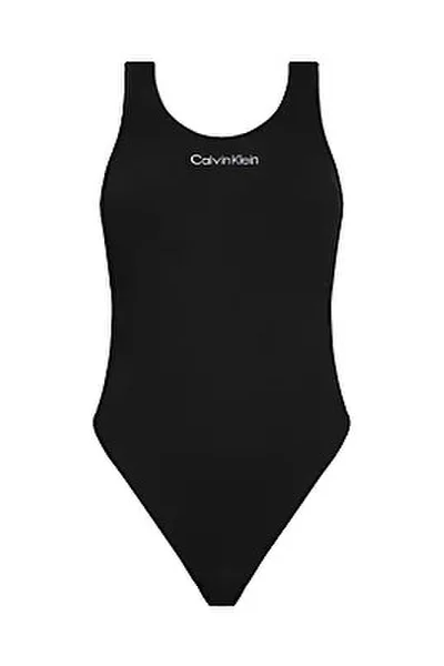 Jednodílné dámské černé plavky s logem Calvin Klein