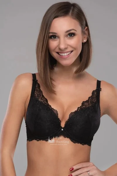 Černá Krajková Push-Up Podprsenka Bralette Fantasy