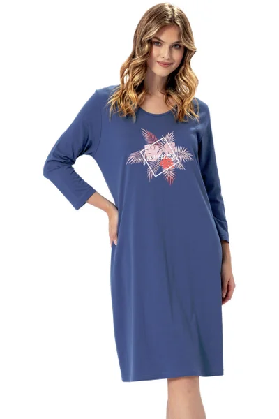 Bavlněná dámská noční košile v modré barvě LEVEZA