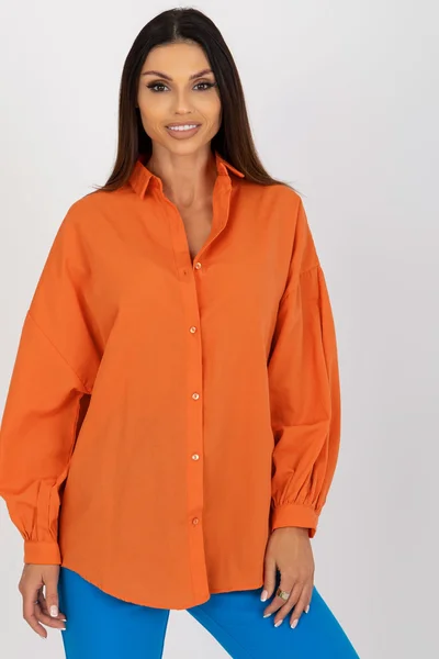 Volná oranžová dámská propínací košile FPrice